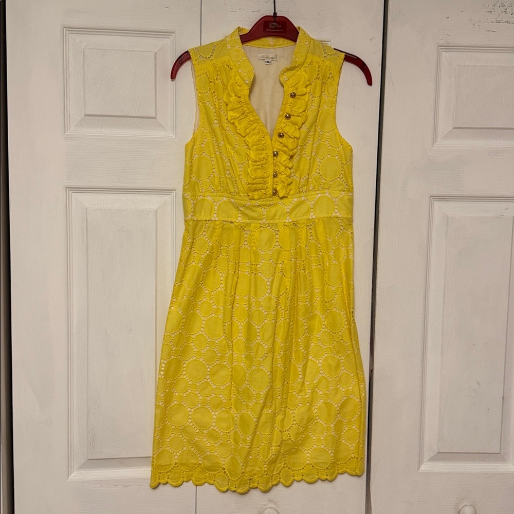 Shoshanna Yellow Circle Eyelet Dress - Picture 6 of 8